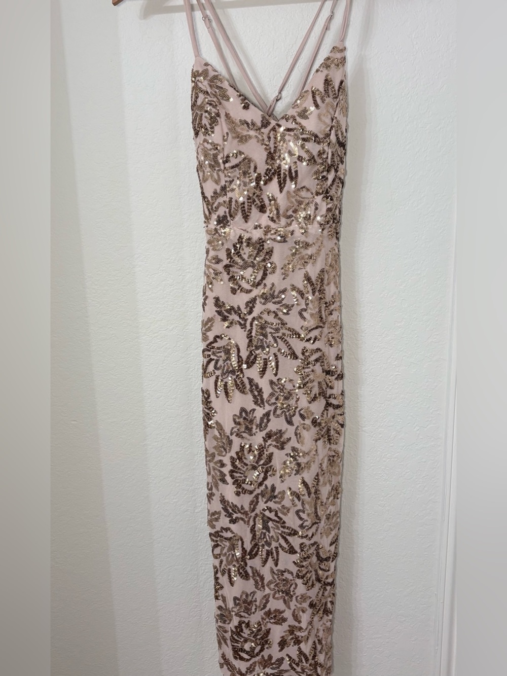 Windsor Gold Sequin Maxi Dress Sparkly Formal Prom Homecoming Gown S